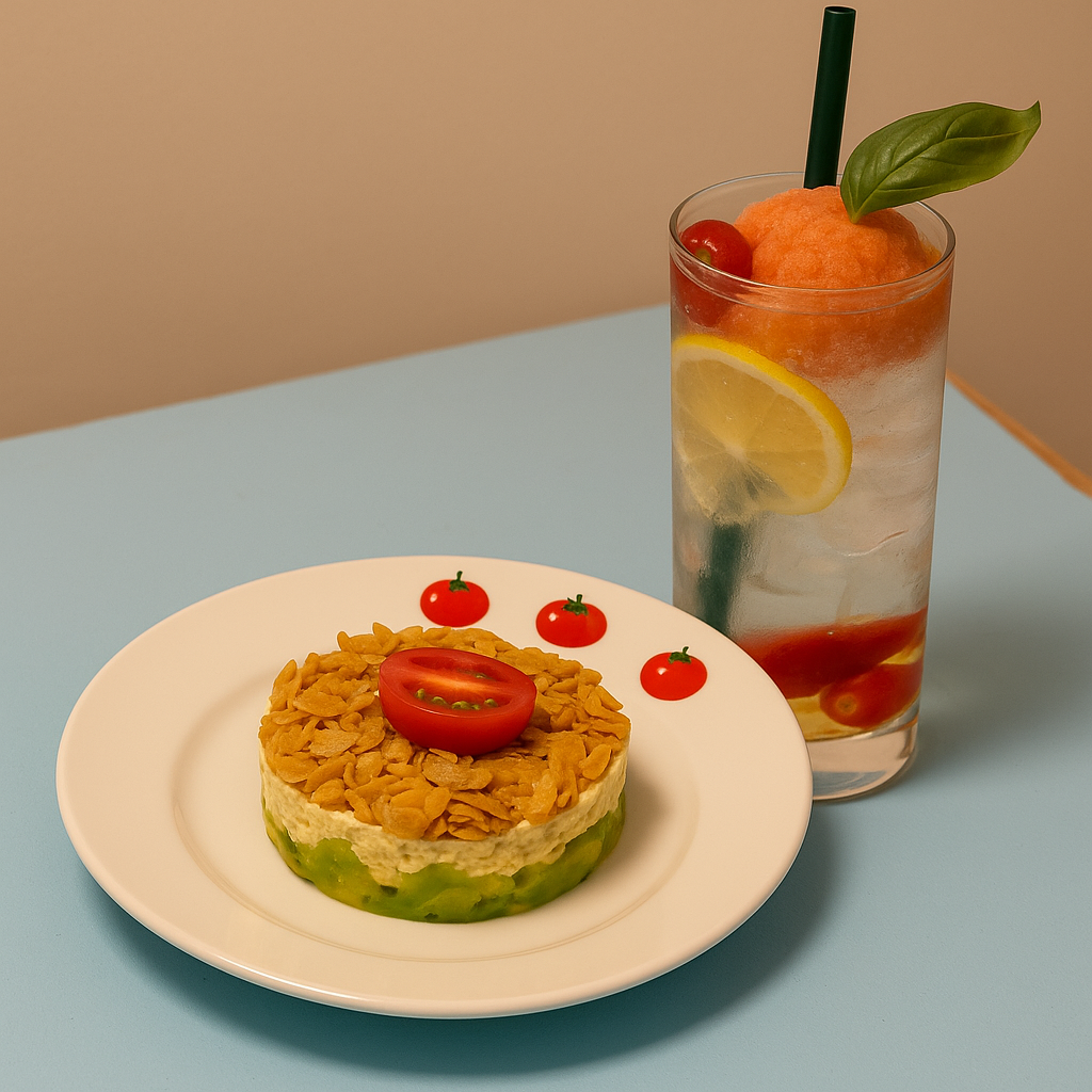 아보카도 감자사라다와 토마토 셔벗 하이볼 1잔